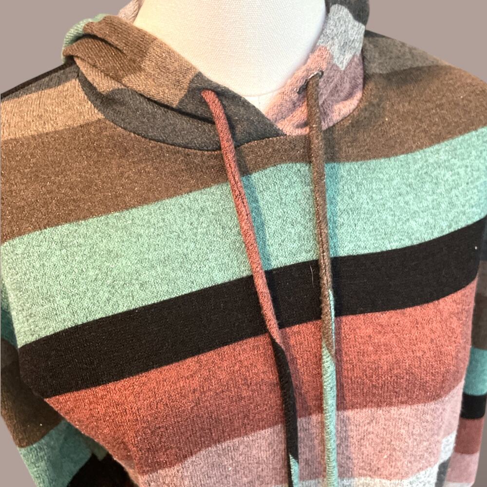 Lavish Colorblock stripe hooded pullover sweatshirt - Size S